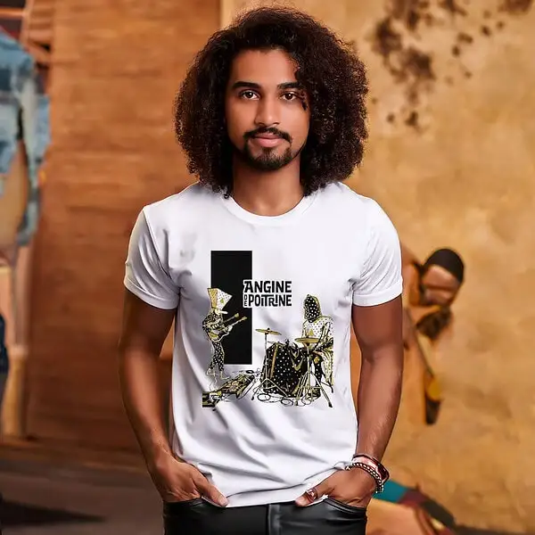 2026 Summer Angine De Poitrine Black and White Polka Dot Band Logo T Shirt Retro Rock Music Graphic Tee Unisex Streetwear Tops