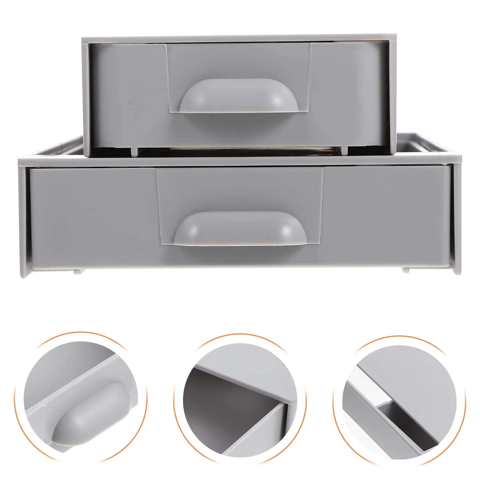 

2 Pcs Desk Drawer under Table Storage Box Organizer Boxes with Hidden Drawers Office Grey