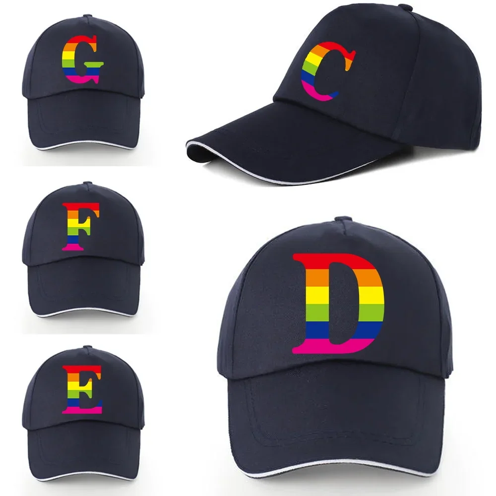 

2022 New Men Baseball Cap Pure Cotton Adjustable Back Buckle Hats Trend Dad Caps Women Rainbow Print Summer Sunscreen Visors Hat