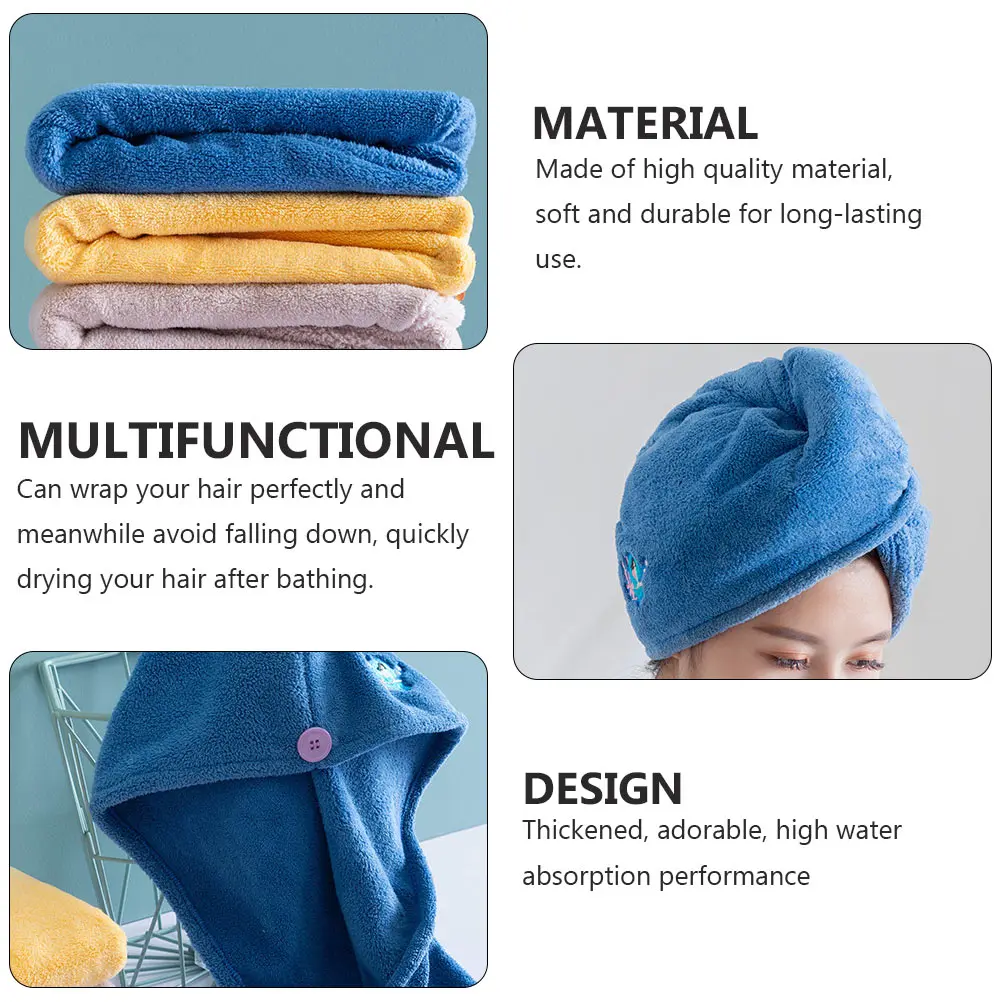 

2pcs Fast Drying Cap For Women Quick Thickened Ultra Absorbent Hair Wrap Durable Lightweight Head Bath Towel Cap Fast