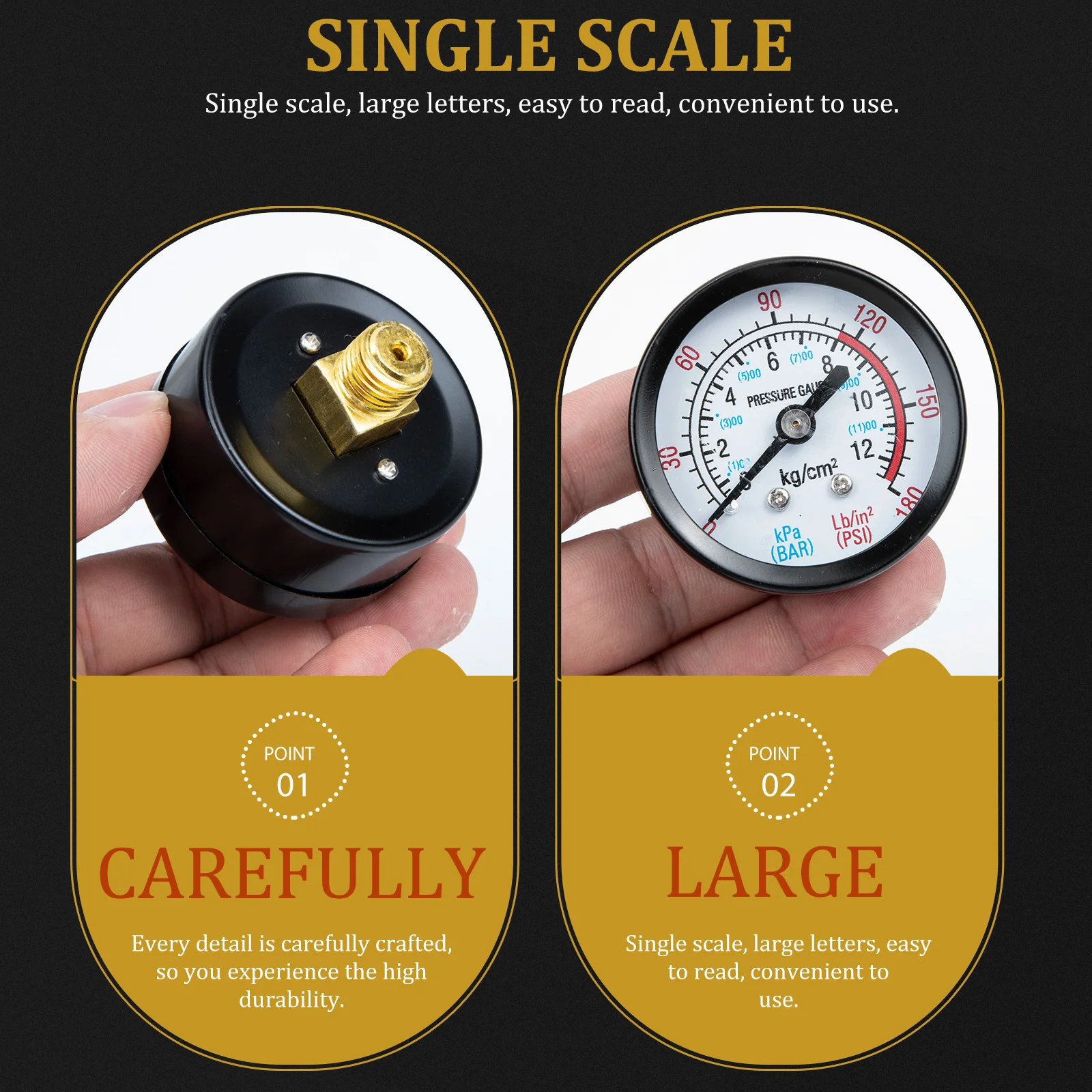 2Pcs 0 180psi Pressure Gauge Air Compressor Water Oil Liquid Measuring Device White Tank Plumbing Accessories Wide Range