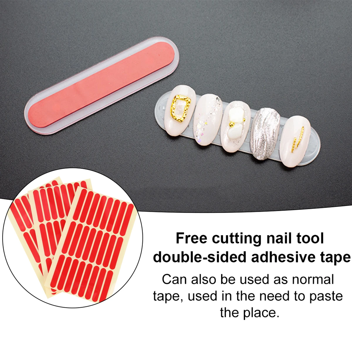 

3 Pcs Double-Sided Adhesive Strips for Nail Art Crystal Tape Strong Sticky Waterproof Fingernail Decals Tools Nail Salon