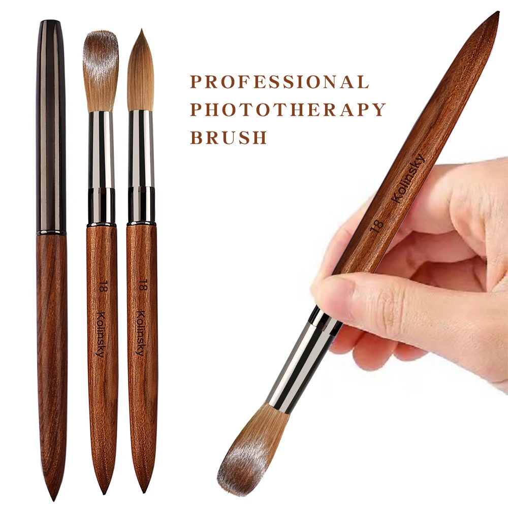 

100 Kolinsky-Professional Acrylic Nail Art Brush, Sandalwood Handle, Application Nail Supplies, Size 2-18
