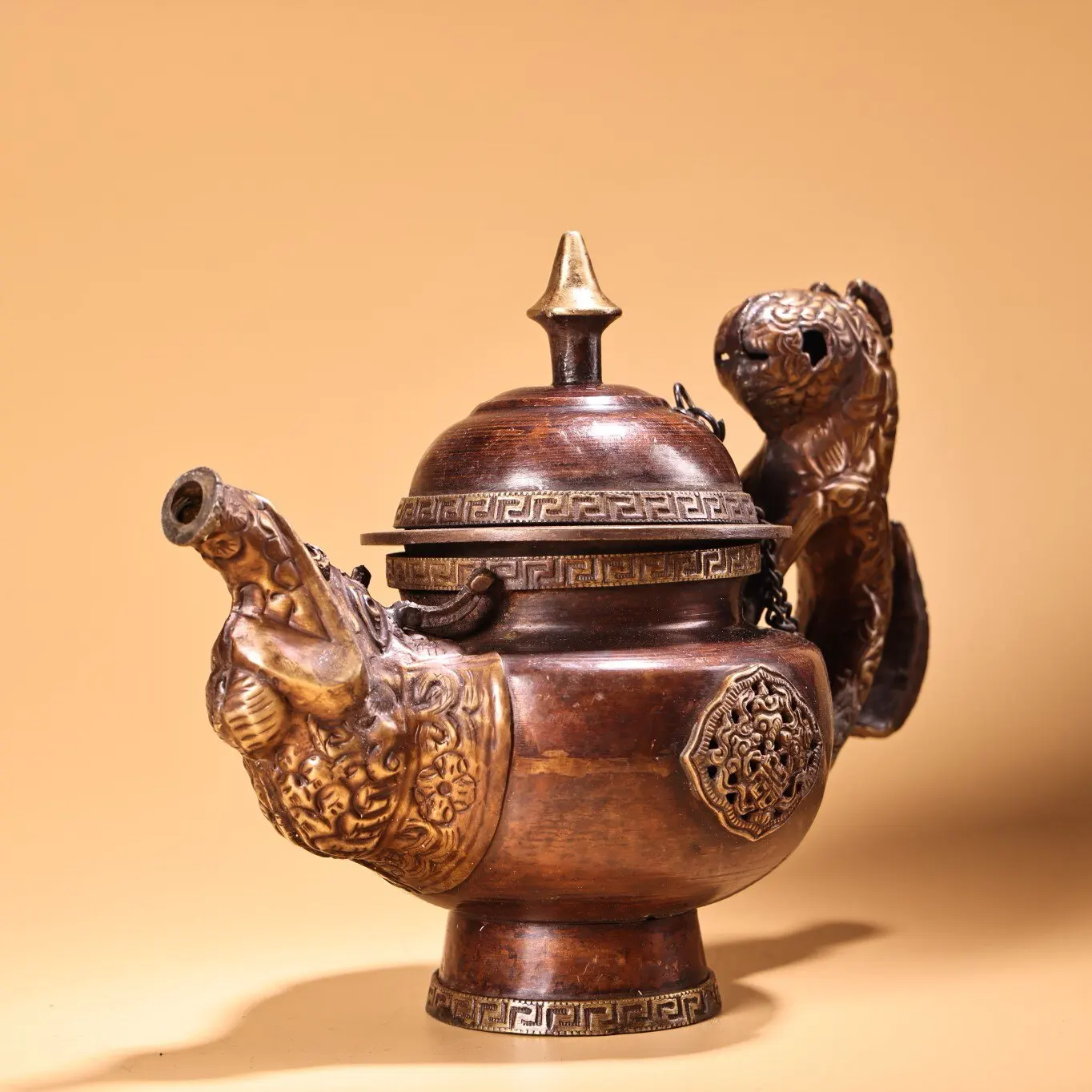 Nepal Antique Style Pure Brass Handmade Butter Tea Pot Water Pot Home Temple Altar Offering
