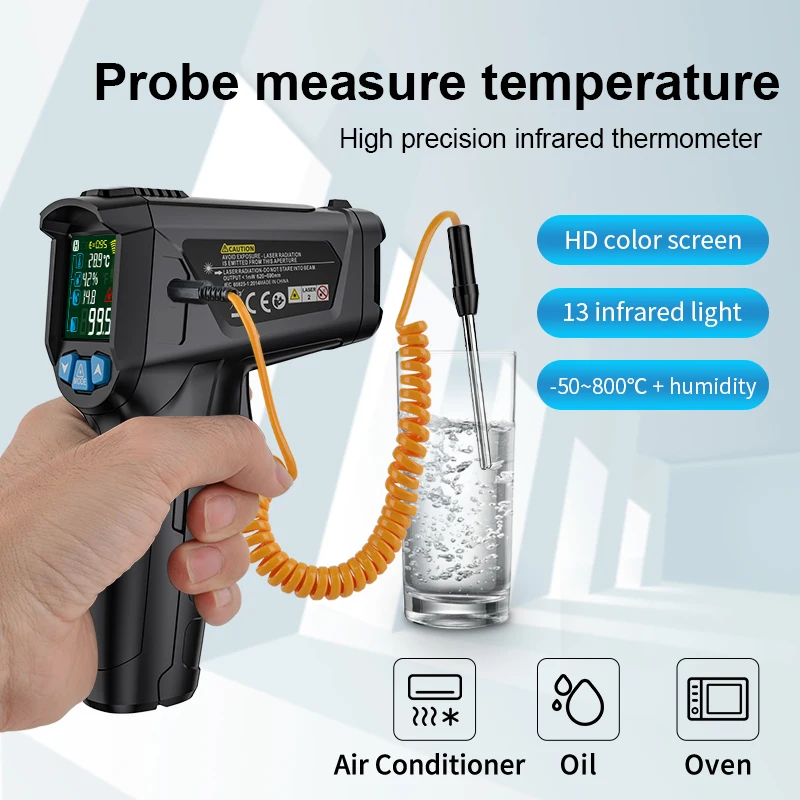 Infrared Thermometer 400/800°C Digital Precision Double Laser Temperature Meter Non-contact Pyrometer t600a Cooking Heat Meter