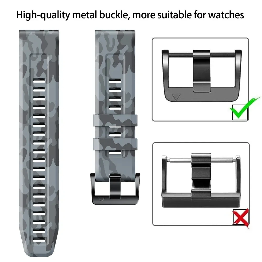 Correa de silicona de camuflaje para reloj inteligente, accesorio oficial de 22 y 26mm para Garmin Fenix 7, 7X, 6, 6X, 5, 5X Plus, Epix Pro Gen 2