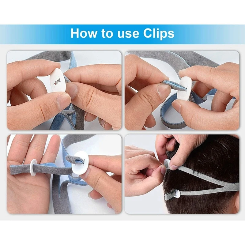 ABFT-3PCS Copricapo di ricambio per Resmed Airfit P10 Cinghie per maschera CPAP per cuscino nasale con 6 clip di regolazione