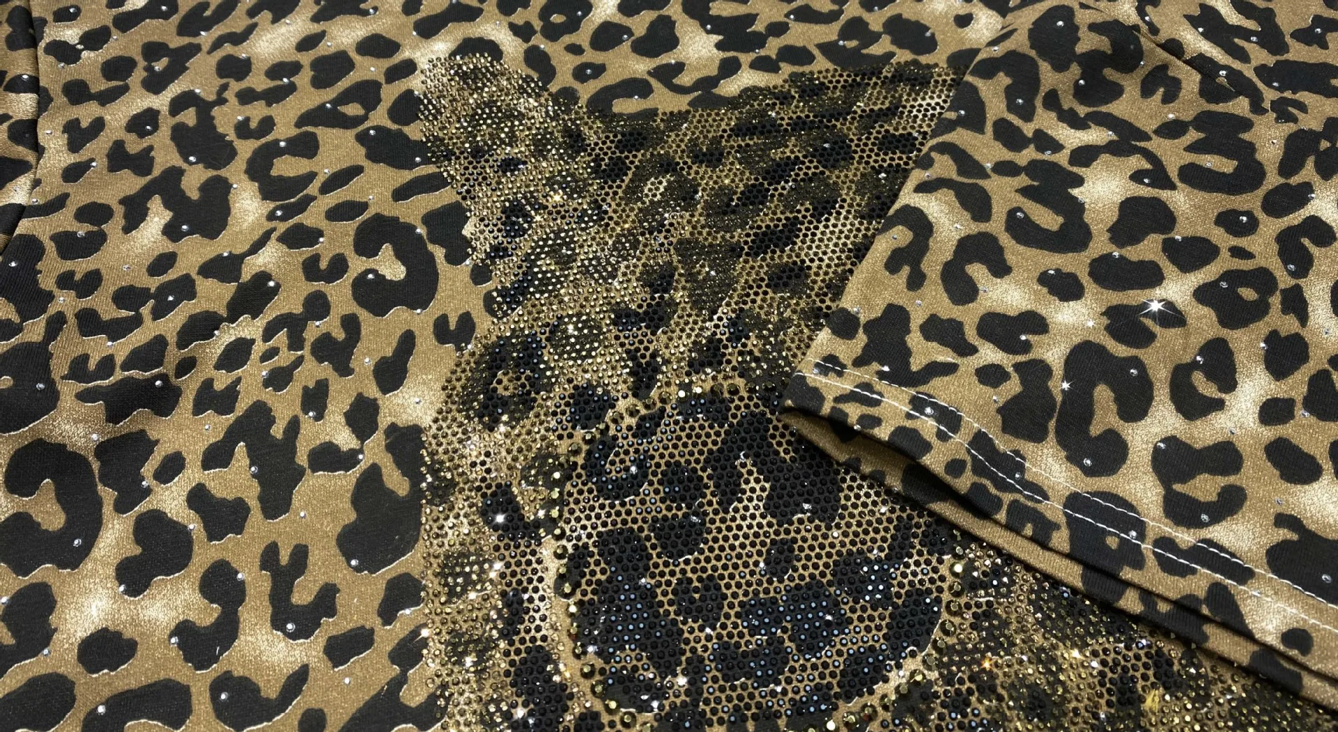 Conjuntos de duas peças das mulheres roupas estilo vintage leopardo impresso dos desenhos animados diamantes verão manga curta calça define feminino casual malhas