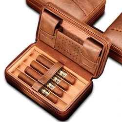 GALINER Portable Humidor Cigar Travel Case Leather Cedar Wood 4 Tube Holder scatola Humidor per sigari con accessori per sigari