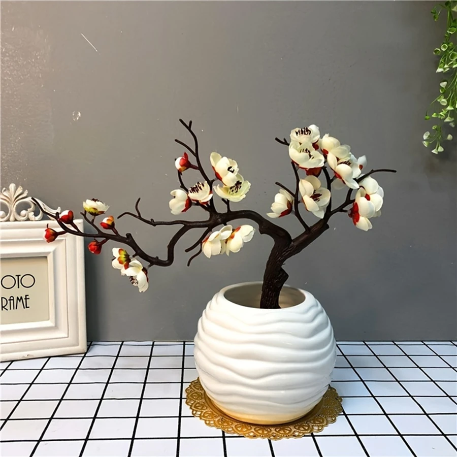 

Artificial Silk Flower Plum Blossoms Home Table Living Room Christmas New Year Decor Diy Wedding Wreath Scrapbooking Gifts Props