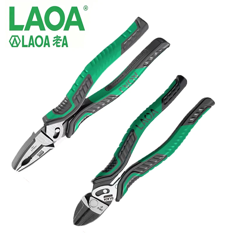 laoa-8インチ-85インチ-cr-v-斜め切断プライヤー-デュアルシャフト省力型-工業用ワイヤーカッター-電気技師修理用