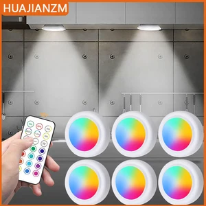 RGB Color Under Cabinet Light Wireless LED Light Remote Control 12 Color Touch Dimmable Night Light for Kitchen Closet Counter