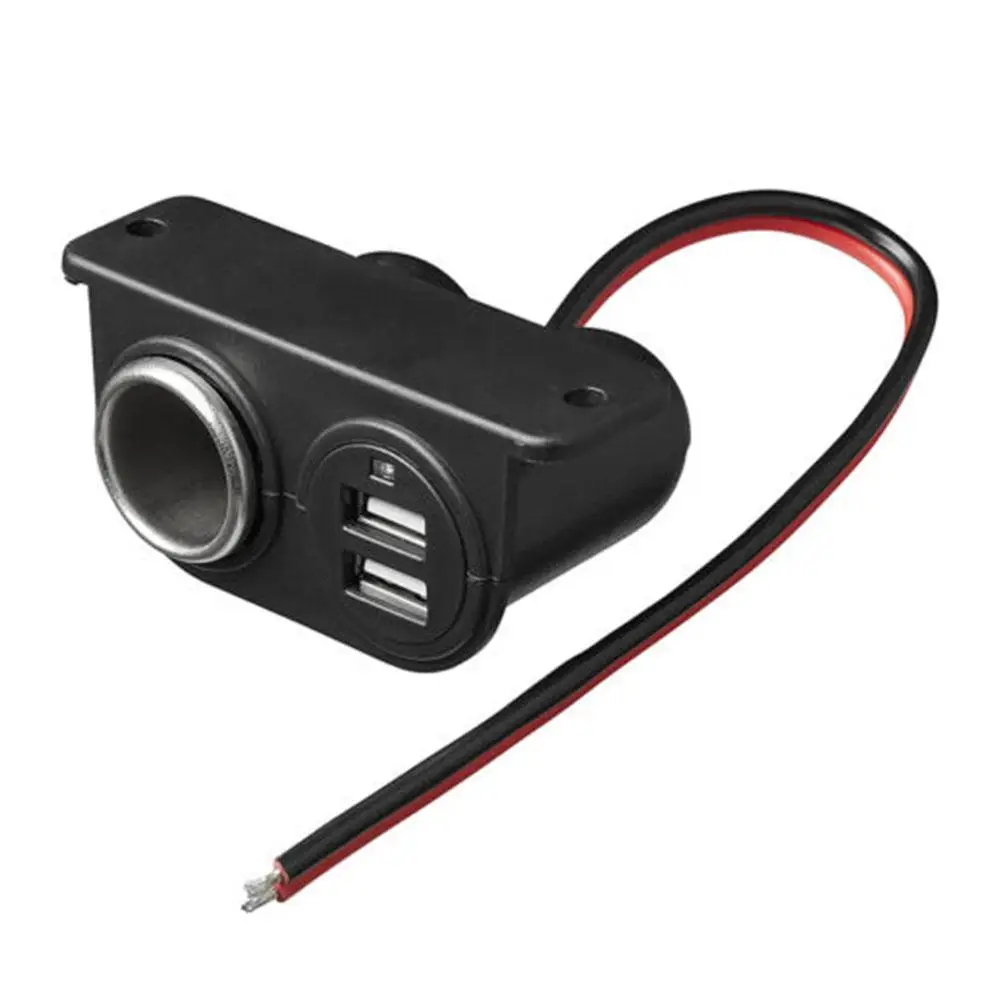 12-24V USB Ports Socket Dual USB Built-In Car Camper Adapter Lighter Multi Plug Cigarette Charger Port Socket Car Port Adapter