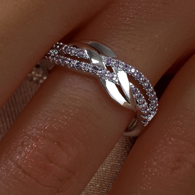 2026 New European and American Twisted Cross Zircon Ring, Simple, Light Luxury, Interwoven, Elegant and Trendy Accessories