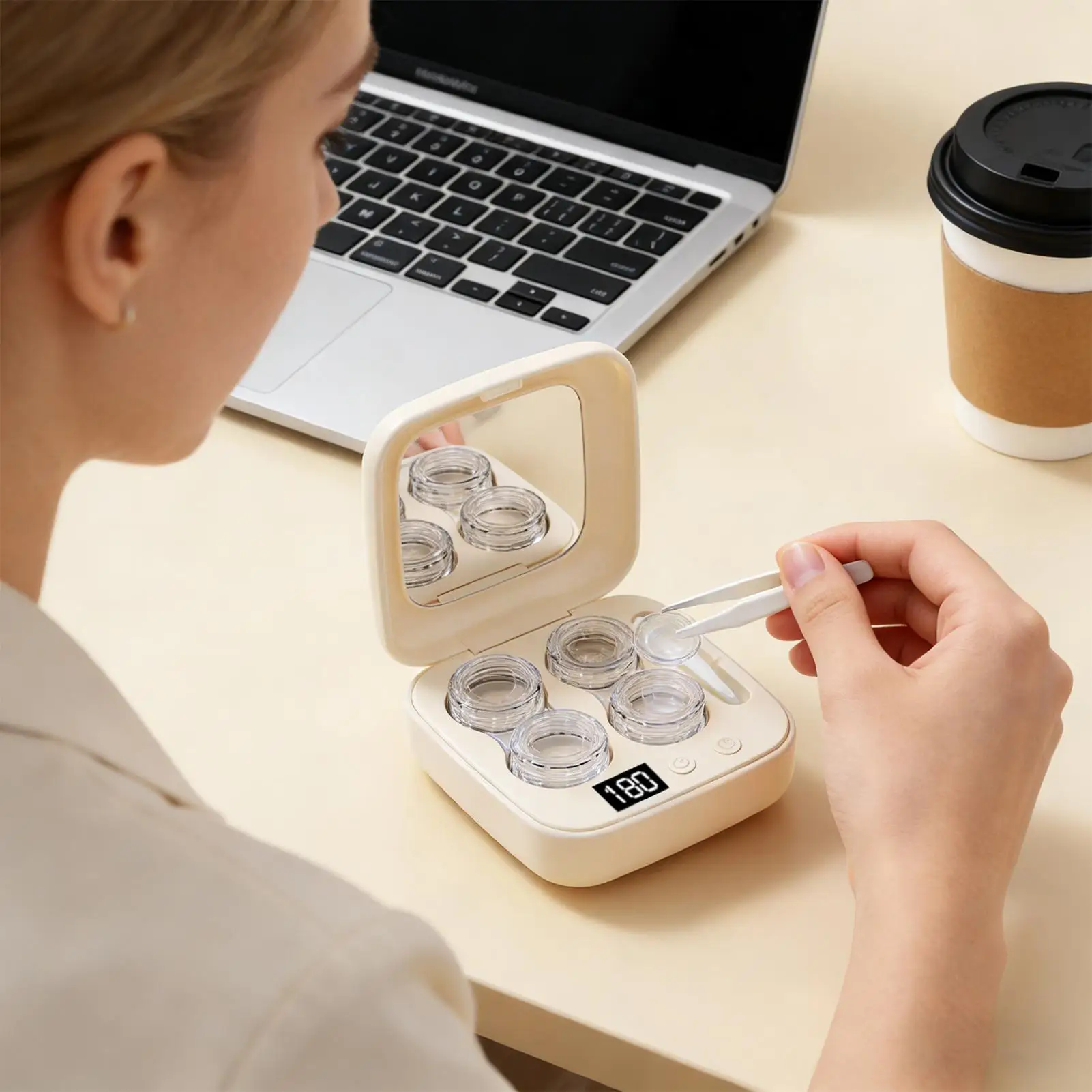 Contact Lens Cleaner Machine Portable with Type C Charger Soft Lens Cleaning Device for Men Women Adults Home Travel Daily