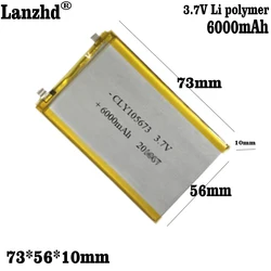 1-10pcs New 3.7V polymer battery 905465 105565 105673 6000mAh For GPS mobile power device  line power bank tablet