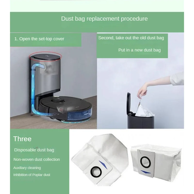 A94E-حقيبة غبار لـ Ecovacs Deebot X1/X1 Omni/T10 TURBO/T10 Omni/T20 PRO /T20 OMNI/ T20 PRO PLUS حقيبة مكنسة روبوت