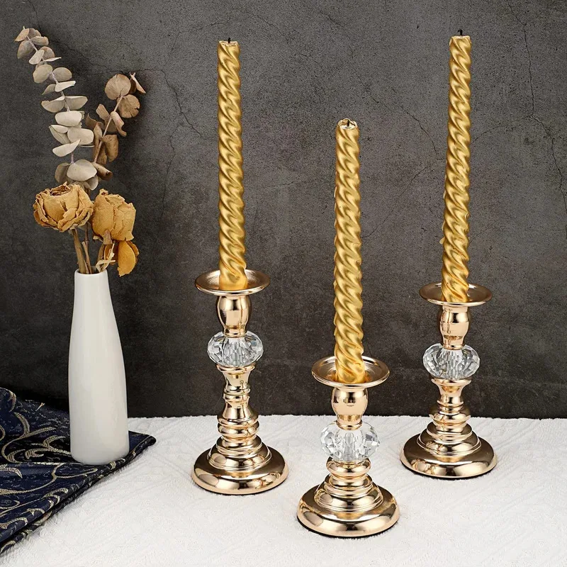 Vintage-Kerzenhalter mit Metallkegel – Kerzenhalter mit Kristalldekoration für Hochzeiten, Partys und Familien, Feiertagsfeier-Dekoration