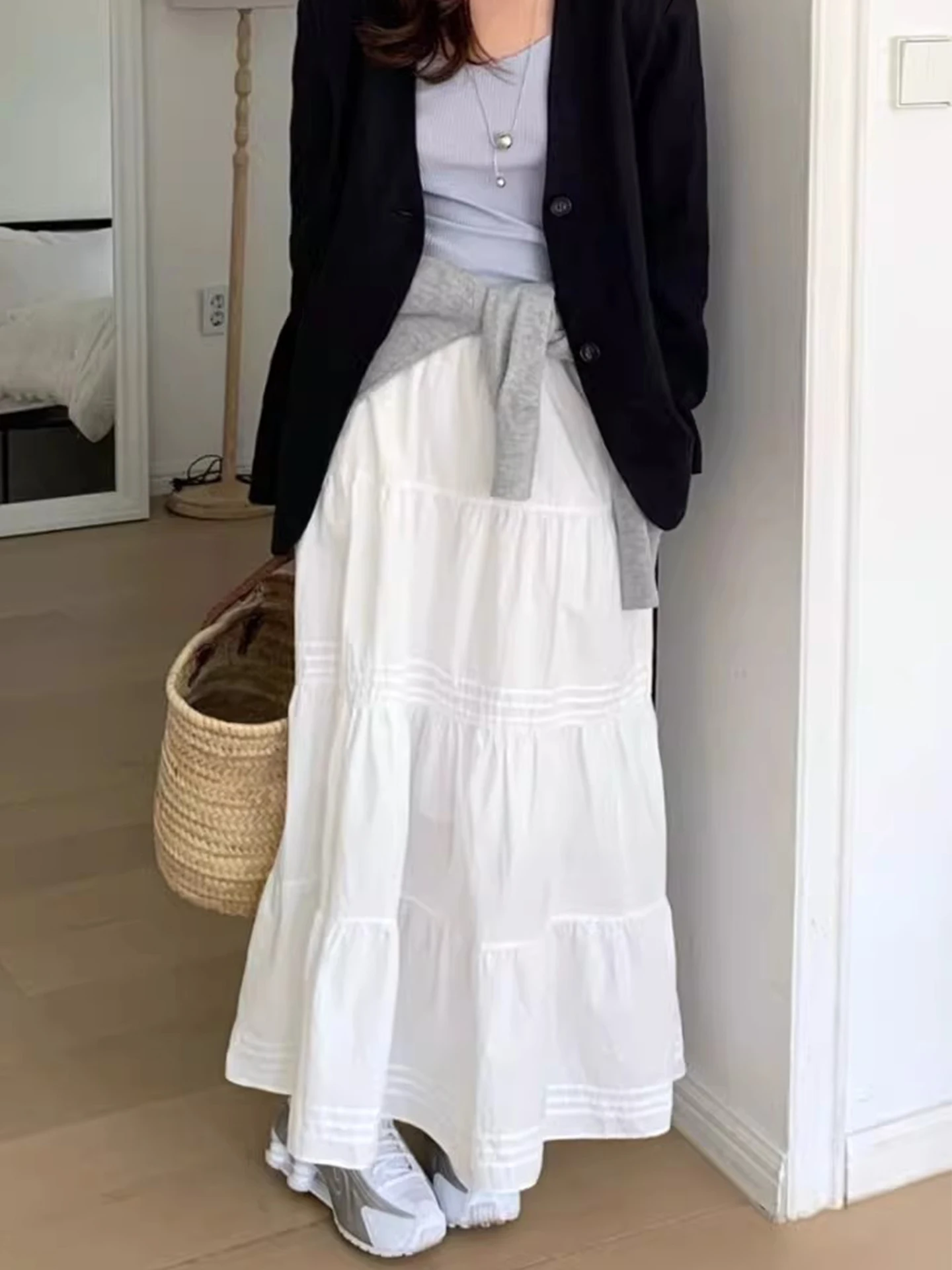 

Новая универсальная женская юбка-карандаш с высокой талией белого цвета в корейском стиле для офиса и повседневной носки