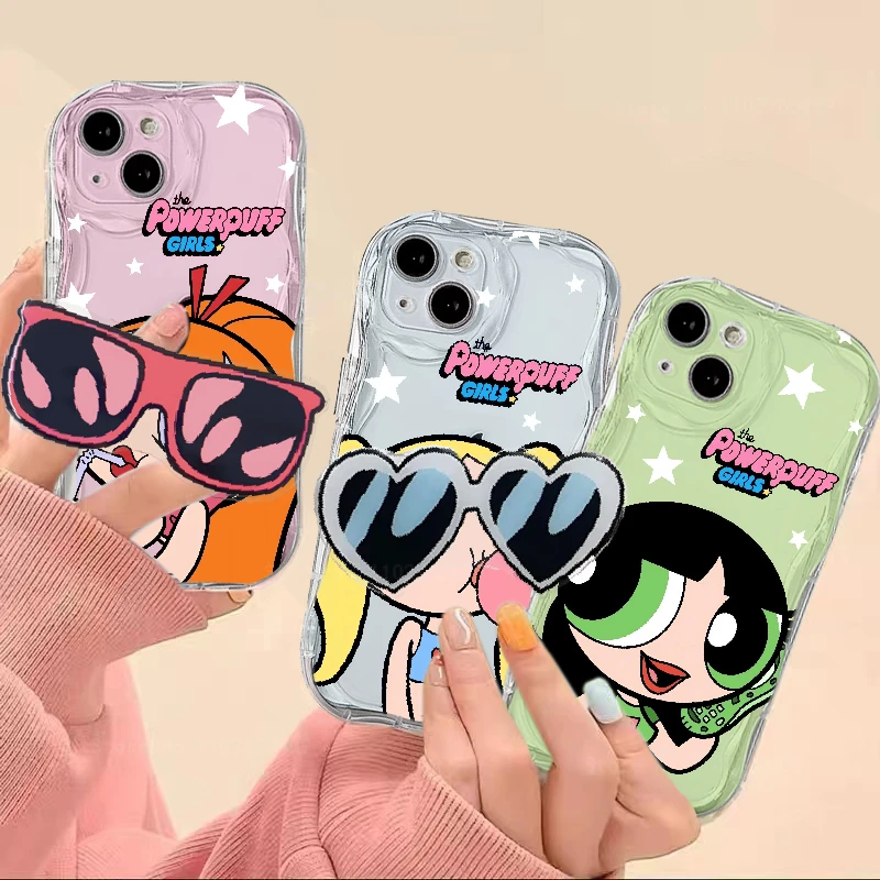 Powerpuff Girls Glasses Soft TPU Case For Samsung Galaxy S23 S22 Ultra S21 S20 FE A14 A24 A25 A23 A33 A53 A34 A54 Wave Cover