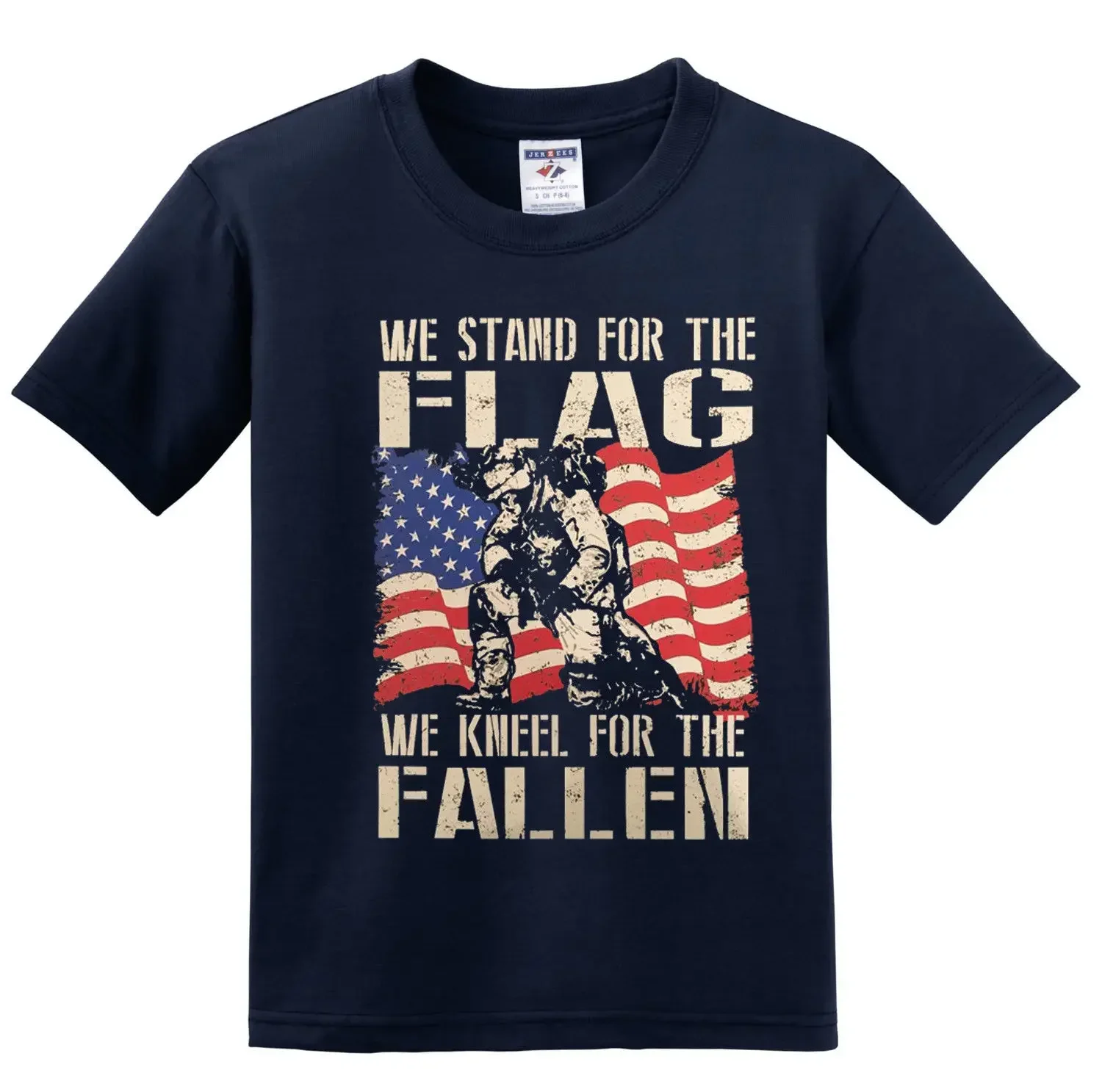 2019 New Short Sleeve Tee NEW! WE STAND FOR THE FLAG WE KNEEL FOR THE FALLEN USA Military T-shirts Male T Shirt