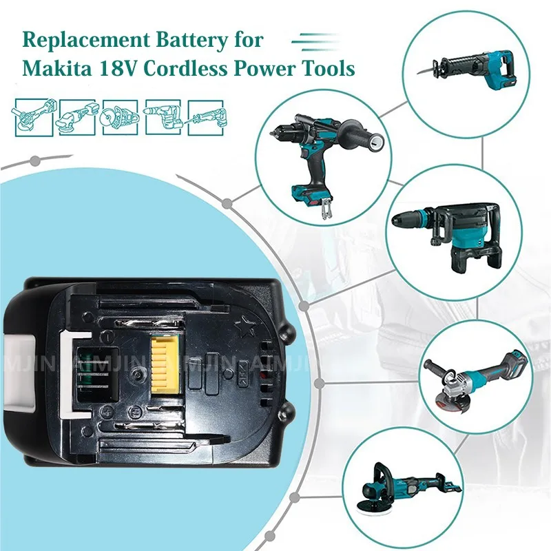 마끼다용 충전식 리튬 이온 배터리, 전동 공구 배터리, 18V, 5000mAh, BL1860B, BL1860, BL1850