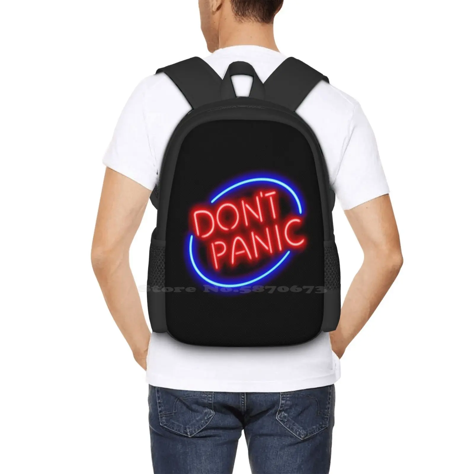 Hitchhiker's Guide-"" "ป้ายไฟนีออนออกแบบกระเป๋าโรงเรียน hgttg hitchhikers Guide to the Galaxy dont Panic Douglas