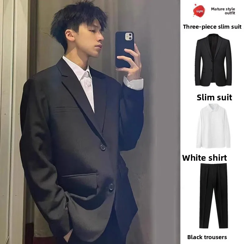 

Bla Tailored Men's Suit Wedding Busin Formal Youth ular Spring Autumn Stand Fit Double Breasted Coat for om