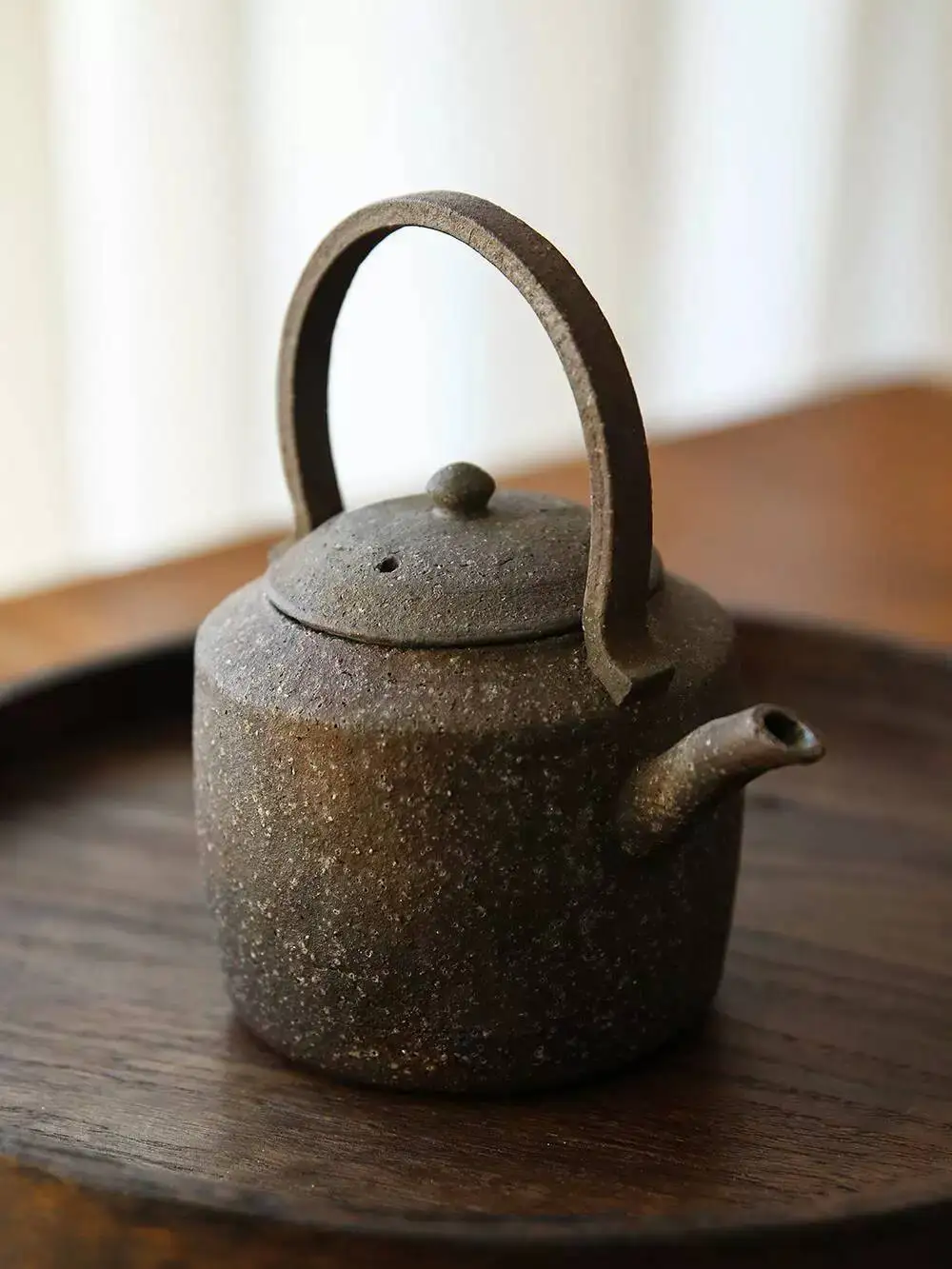 In Stock: Japanese Imported Tsubaki-Yaki Handmade By Junshi Miyata, Wabi-Sabi Style Vintage Pottery Teapot
