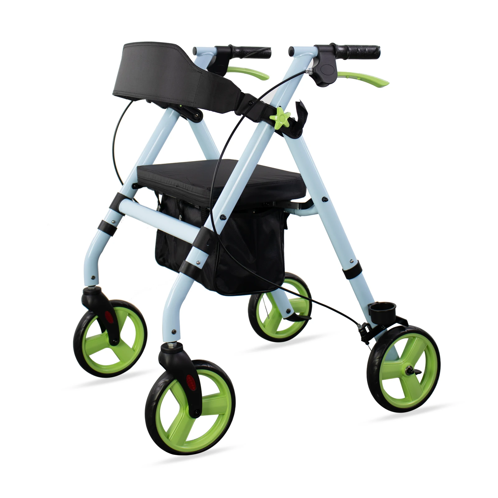 

Medical Rollator 4 Wheel Seat Rolling Foldable Walker Steel Walking Aid Walker