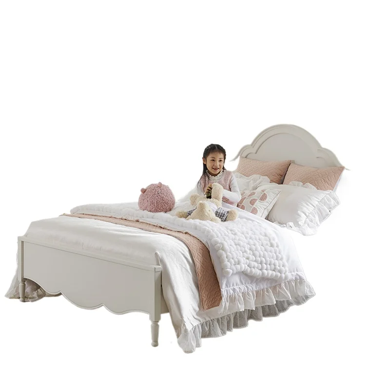 

Children's bed girl princess bed bedroom white modern simple solid wood cloud bed 1.2m 1.5m