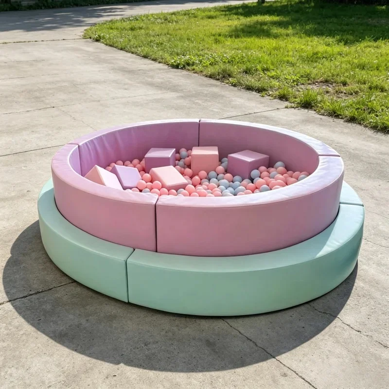 Cute Pastel Indoor Playground for Kid Rental Double Ball Pit Climber Carousel Event Birthday Soft Play Party Soft Play Equipment