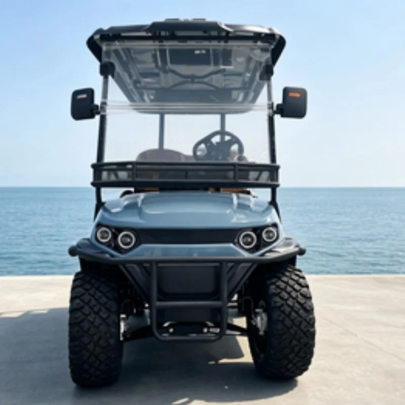 Premium Quality Electric Golf Cart Utility Buggy 4 Wheels New Condition Club Car 14-Inch Tires Red Upholstered Seat Sound Bar