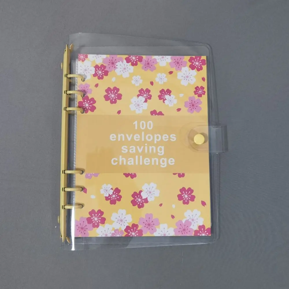 A5 Cherry Blossom 100 Envelope Savings Challenge Loose-Leaf Binder Budget Binder With Cash Envelopes Money Organizer System