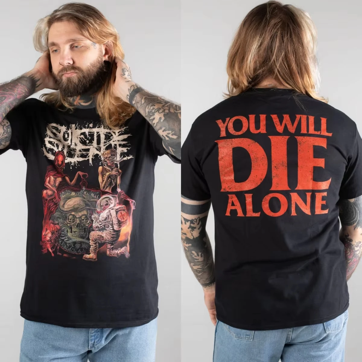 Heavu Metal Brand Tee Fit Suicide Silence Graphic T-shirt Casual Vintage TeesLoose Streetear O Neck Print Short Sleeve Unisex