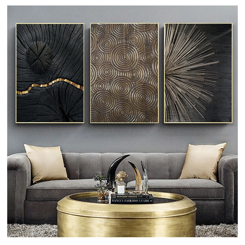 Circle Canvas Nordic Poster Art Wall Print Abstract Painting Modern Decoration Picture Wood Grain Annual Rings