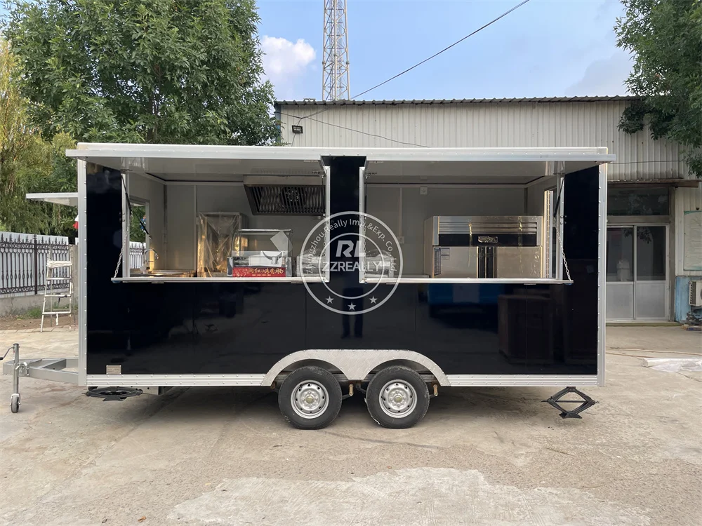 

Mobile Coffee Juice Bar Van Trailer Fully Equipped Pasta Pizza Food Truck Hot Dog Cart Fast Food Trailer with Full Kitchen