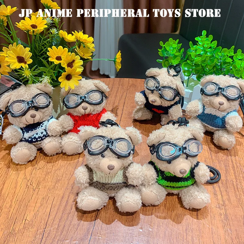 Pendentif ours en peluche créatif et tendance, dessin animé mignon moto cavalier ours porte-clés sac à dos décoration cadeau d'anniversaire pour enfants