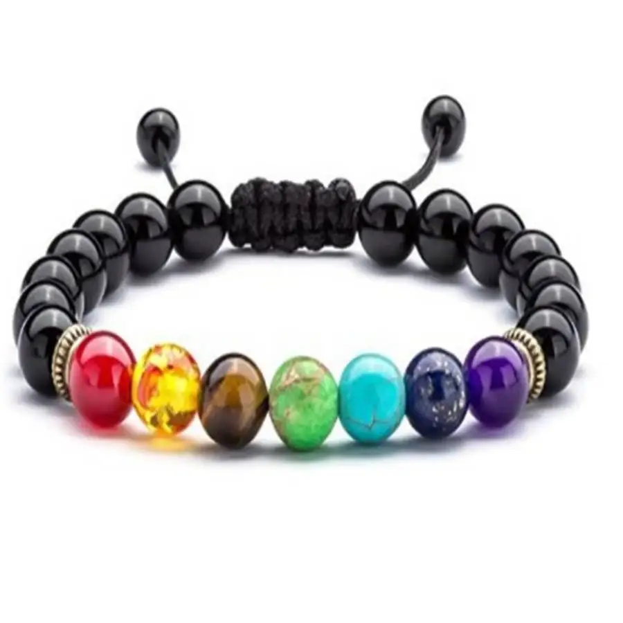 

Браслет ручной работы с цветными камнями чакры, мужская пуговица-манжета, четки Рамадана, женская медитация, праздничный подарок, повседневная одежда