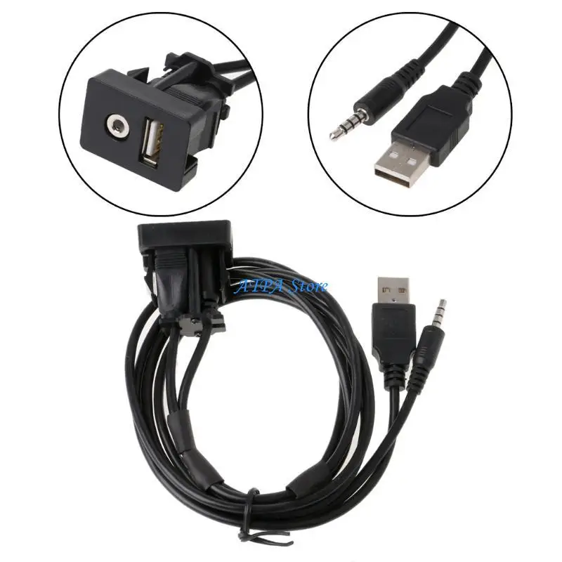 

U13C Boat 3.5mm AUX USB Extension Cable Adapter 1oocm Car Flush Mount Port Panel