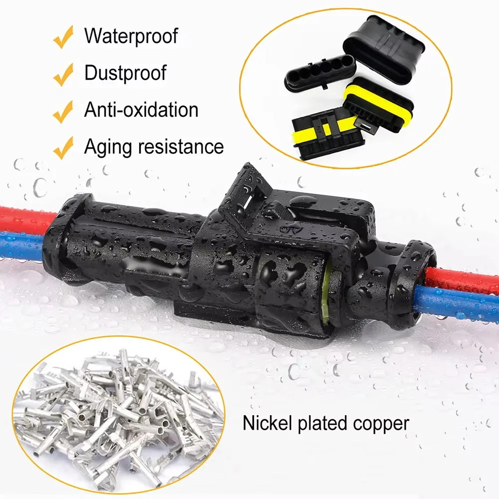 20 Kits 3-poliger Steckverbinder, elektrische Kfz-Steckverbinder, Schnellanschluss, 3-poliger Draht, wasserdichter 3-Wege-Drahtverbinder mit SN-48B – Detail 6