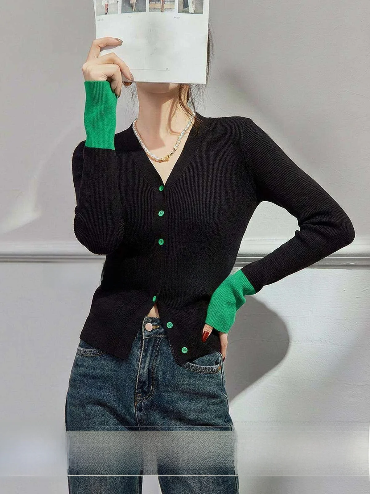 

Cé Brown V-Ne Bell Sve Sweater Women's Base Layer Top Uncle Casual Sle Long Sve Knitted Cardigan