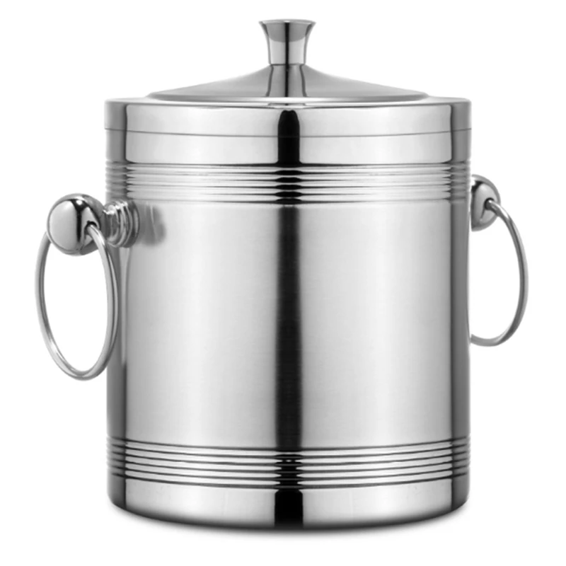 Stainless Steel Double-Layer Ice Bucket Insulation Ice Bucket Bar KTV Ice Bucket Household Beer Bucket Ice Bucket