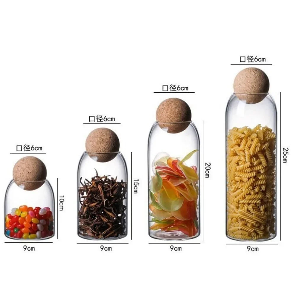 Cork Stopper Glass Sealed Jar Coffee Beans Dried Fruit Storage Box Kitchen Food Multigrain Storage Jar Creative Cork Tea Jar