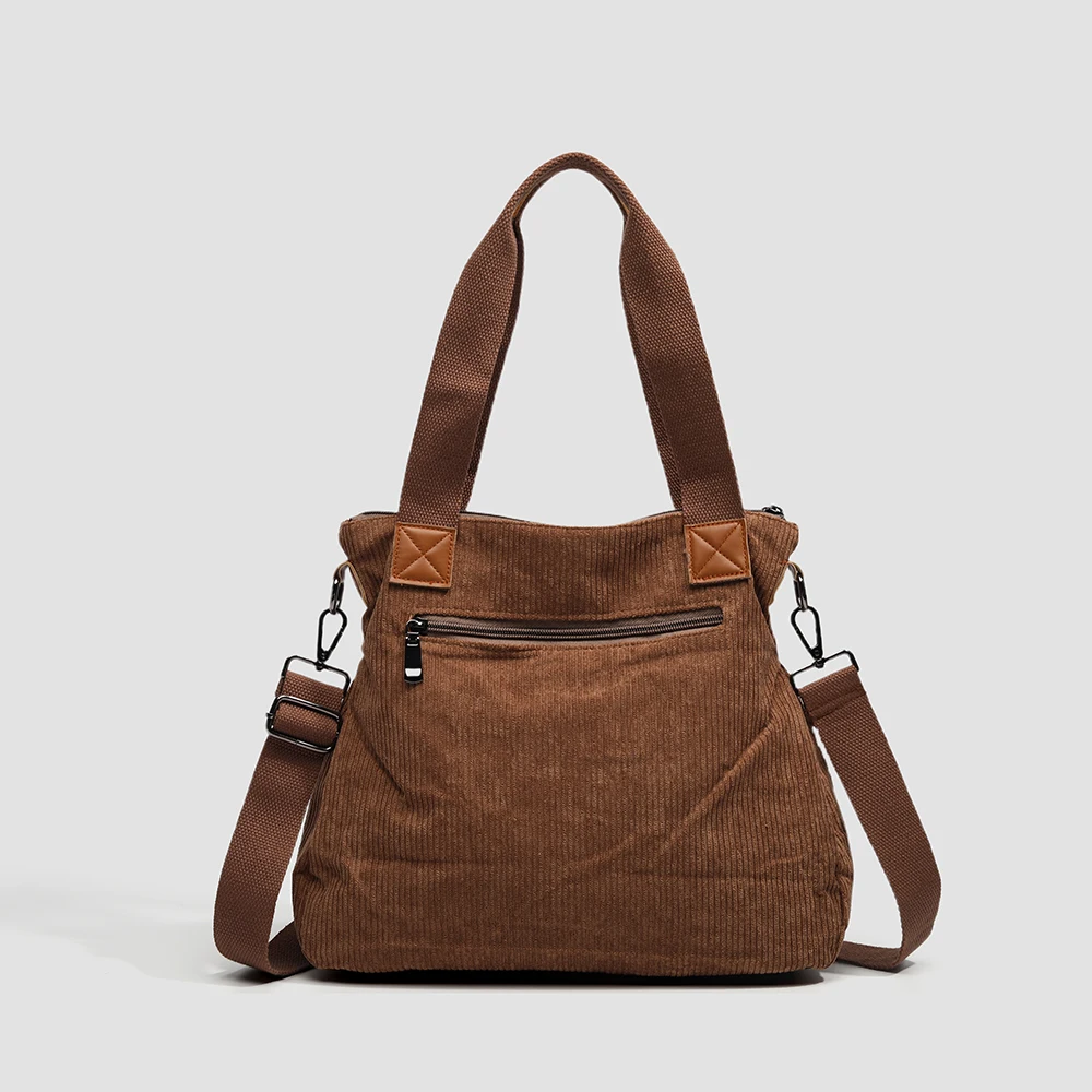Ladies and Men's Universal Casual Fashion Corduroy Material Handbag Simple Shoulder Bag Messenger Bag