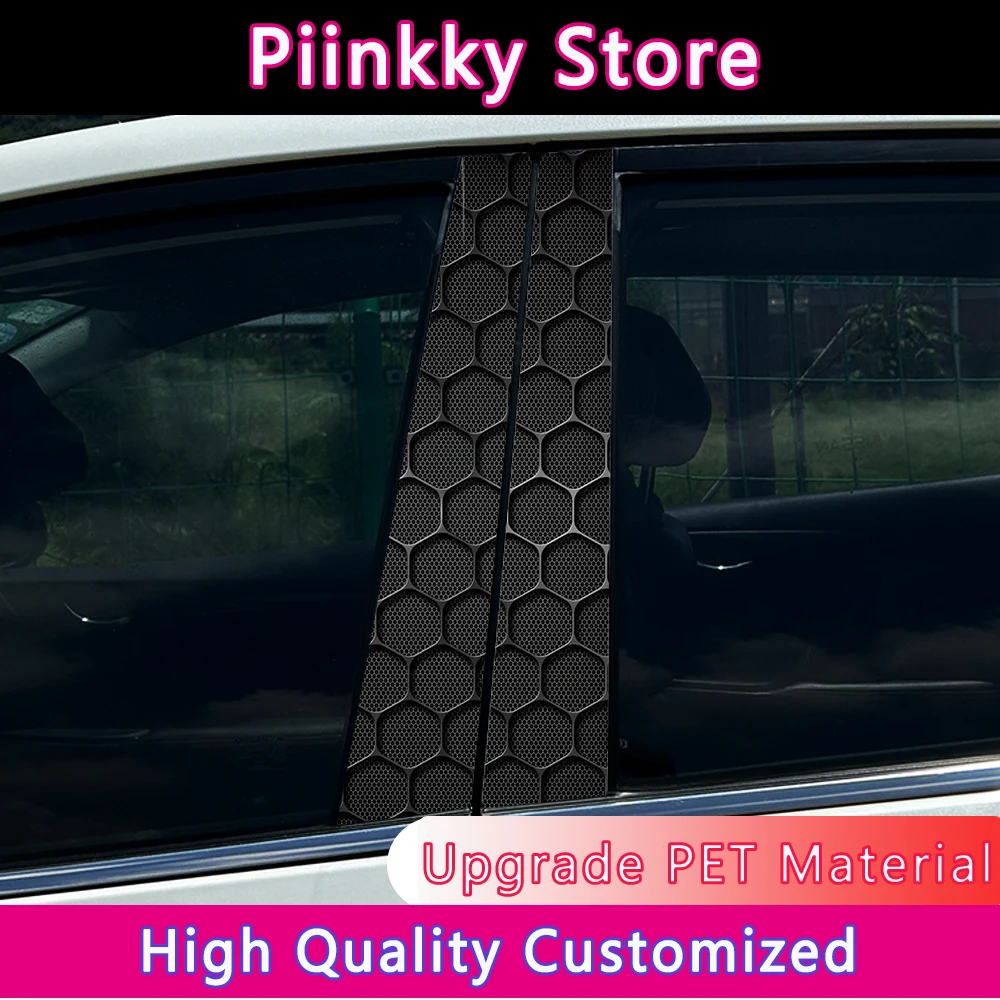 

Black Honeycomb Hexagon Auto B-pillar Stickers Car Center Column Decoration Cover Scratches Waterproof Decals Car Accessories