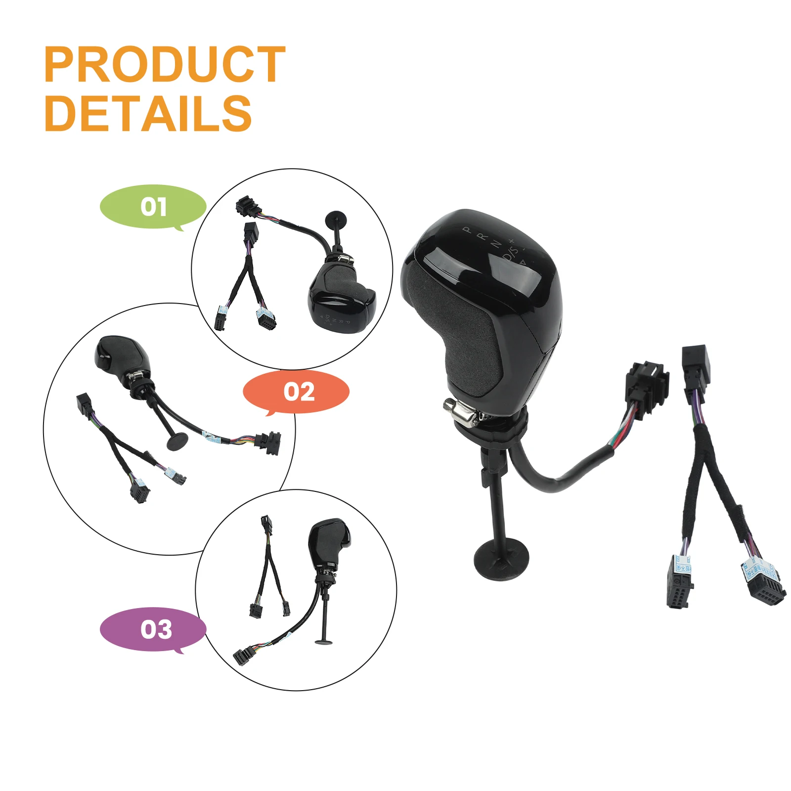 

Ручка переключения передач Черная ручка переключения передач Ручка автоматического переключения передач ABS Замшевый материал Простая установка Недеформируемая функция