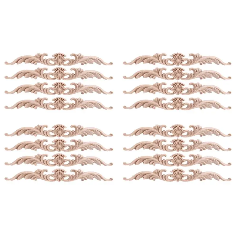 

ABRE-16 шт. Деревянные аппликации и накладки, неокрашенные, для самостоятельного декорирования, резные деревянные накладки для кроватей, дверей, шкафов, гардеробов