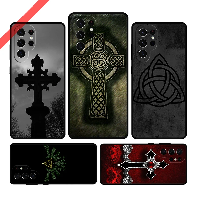 

Celtic Knot Cross Phone Case For Samsung Galaxy S20 FE S21 S10 S23 Plus S24 S22 Ultra Coque Note20 Note10 S9 S8 Cover Capa