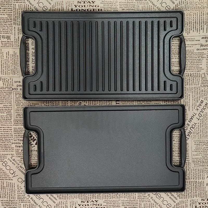 Household outdoor barbecue plate, thickened rectangular double-sided iron plate baking plate mold, cast iron baking plate